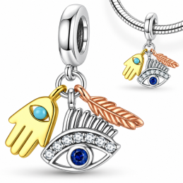 Charm pour bracelet egypte main oeil plume
