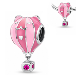 Charm pour bracelet montgolfière pierre rose