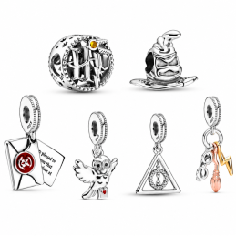 Lot de 6 Charm pour bracelet harry chouette chapeau lettre