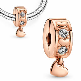 Charm pour bracelet séparateur clip doré rose coeur pendentif