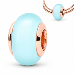 Charm pour bracelet murano séparateur bleu doré rose