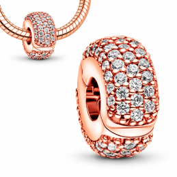 Charm pour bracelet séparateur clip arrondi doré rose strass