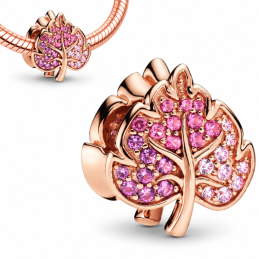 Charm pour bracelet feuille doré rose pierre violette rose