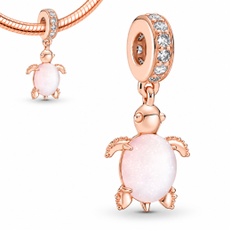 Charm pour bracelet tortue doré rose pierre rose