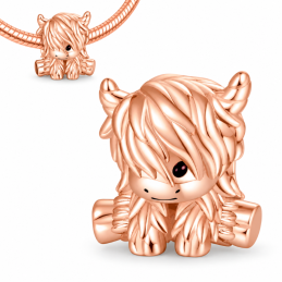 Charm pour bracelet doré rose vache des highlands écosse