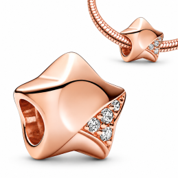 Charm pour bracelet étoile doré rose pierre blanche