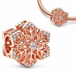 Charm pour bracelet flocon de neige hiver doré rose