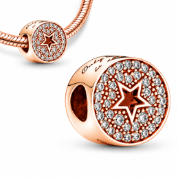 Charm pour bracelet étoile strass doré rose