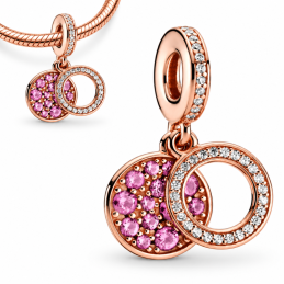Charm pour bracelet doré rose anneau pierre blanche et rose