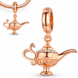 Charm bijou pour bracelet doré rose lampe génie aladin