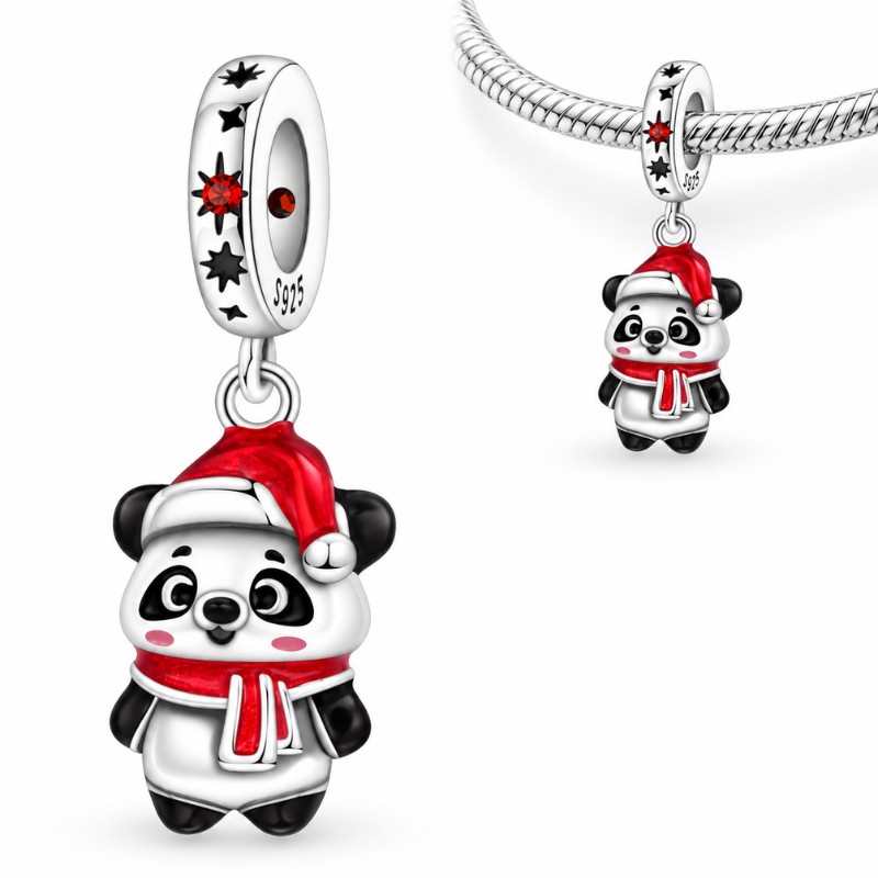 Charm pour bracelet panda de Noël