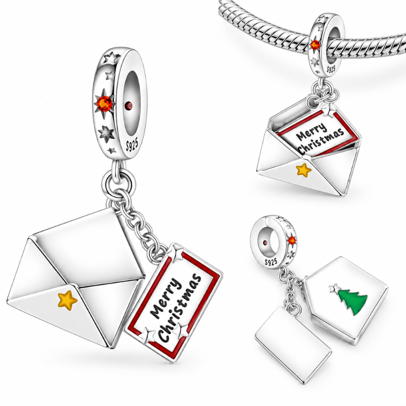 Charm pour bracelet enveloppe lettre de Noël
