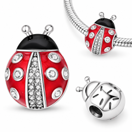 Charm pour bracelet coccinelle rouge strass
