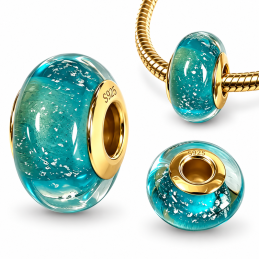 Charm pour bracelet en verre bleu turquoise