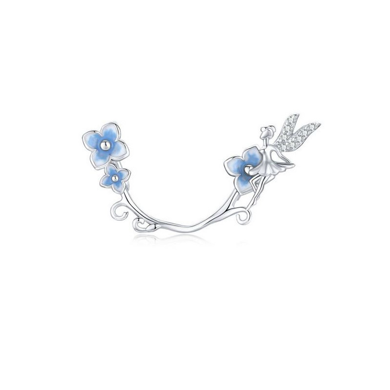 Charm bijou pour bracelet argent collection jardin fleur chat bleu