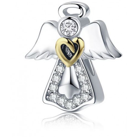 Charm bijoux bracelet argent ange gardien aile coeur or diamant WS