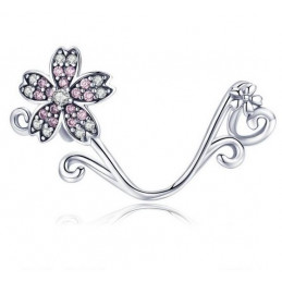 Charm bijoux pendentif argent longue fleur enroulée sur bracelet WS