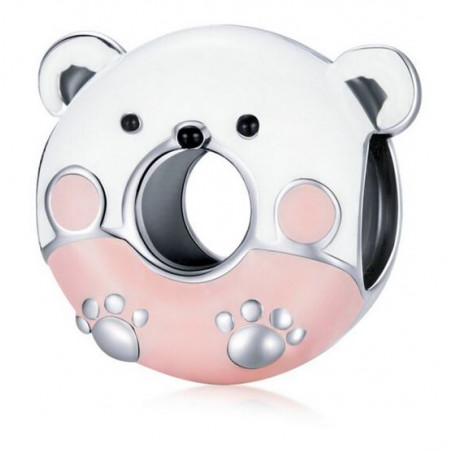Charm pour bracelet argent ours blanc donut