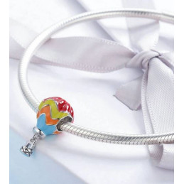 Charm pour bracelet argent montgolfière colorée WS