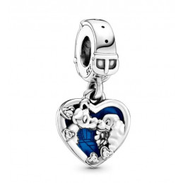 Charm pour bracelet argent coeur chien belle et le clochard
