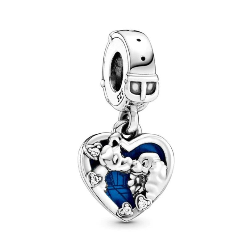 Charm pour bracelet argent coeur chien belle et le clochard