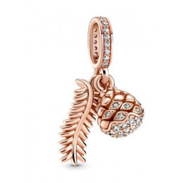 Charm bijoux pendentif branche pomme de pin or rose QS