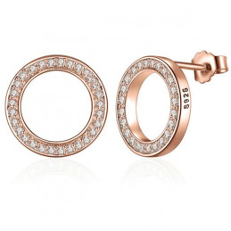 boucles d'oreilles bijoux argent cercle anneau strass diamant or rose BS