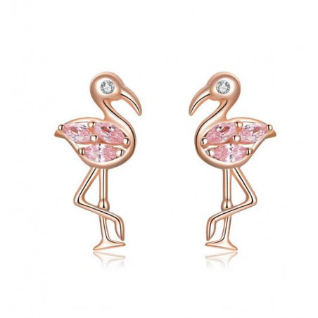 boucles d'oreilles bijoux argent flamant rose pierre rose BS