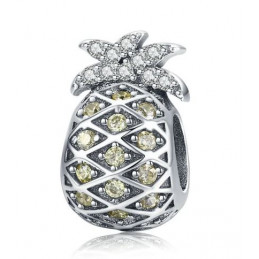 Charm bijoux pendentif argent ananas design strass diamant