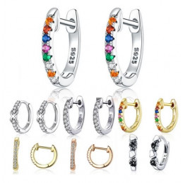 boucles d'oreilles bijoux argent collection anneau clip strass diamant BS