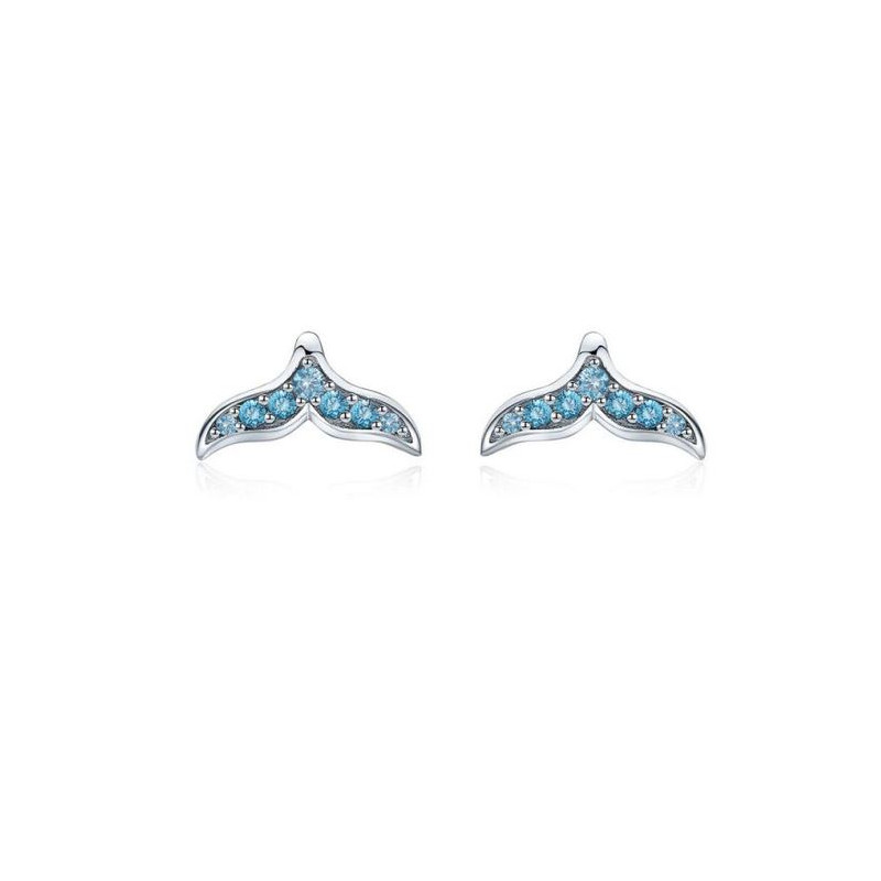 boucles d'oreilles bijoux argent queue de sirène pierre bleu BS