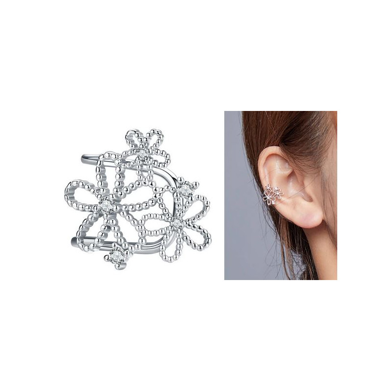 boucles d'oreilles bijoux argent triple fleur pour lobe BS