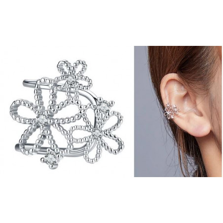 boucles d'oreilles bijoux argent triple fleur pour lobe BS