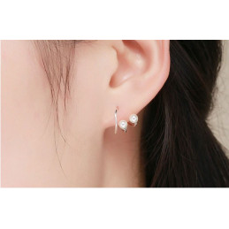boucles d'oreilles bijoux argent double perle blanche BS
