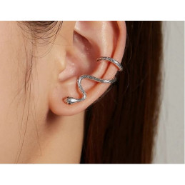 boucles d'oreilles bijoux argent serpent autour de l'oreille lobe BS