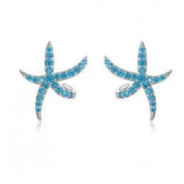 boucles d'oreilles bijoux argent étoile de mer pierre bleu turquoise BS