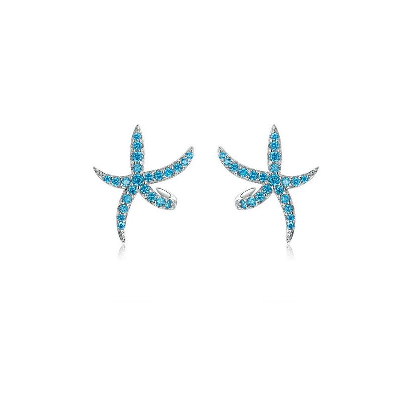 boucles d'oreilles bijoux argent étoile de mer pierre bleu turquoise BS