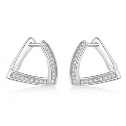 boucles d'oreilles bijoux argent triangle clip strass diamant BS