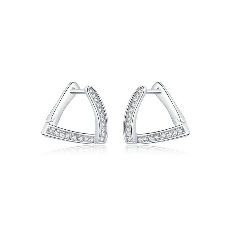 boucles d'oreilles bijoux argent triangle clip strass diamant BS