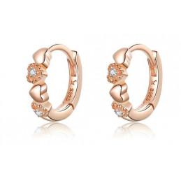 boucles d'oreilles bijoux argent coeur or rose pierre BS