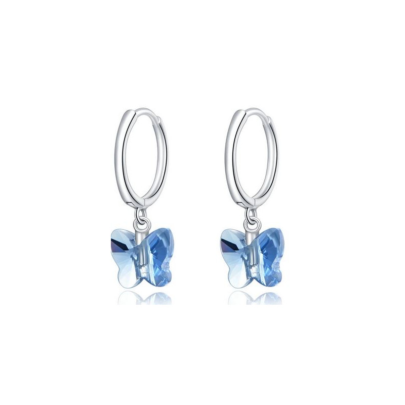 boucles d'oreilles bijoux argent papillon pierre bleu BS