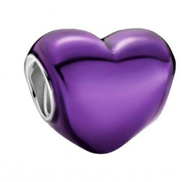Charm pour bracelet argent coeur violet CD