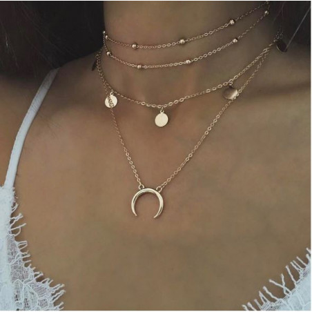 Collier or long demi lune vers le bas BF