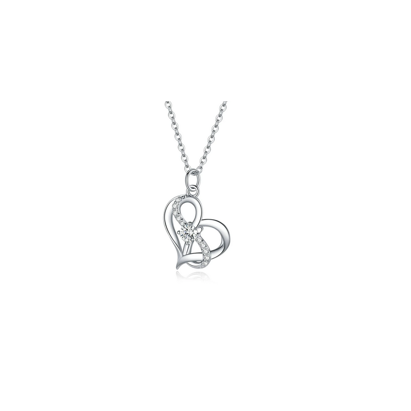 copy of Collier argent coeur infini strass diamant