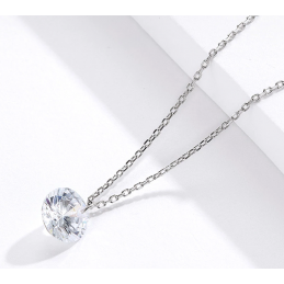 Collier argent diamant rond strass