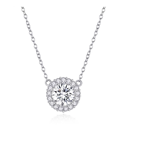 Collier argent diamant rond strass