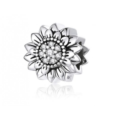 Charm bijou pour bracelet fleur détaillée avec pierre