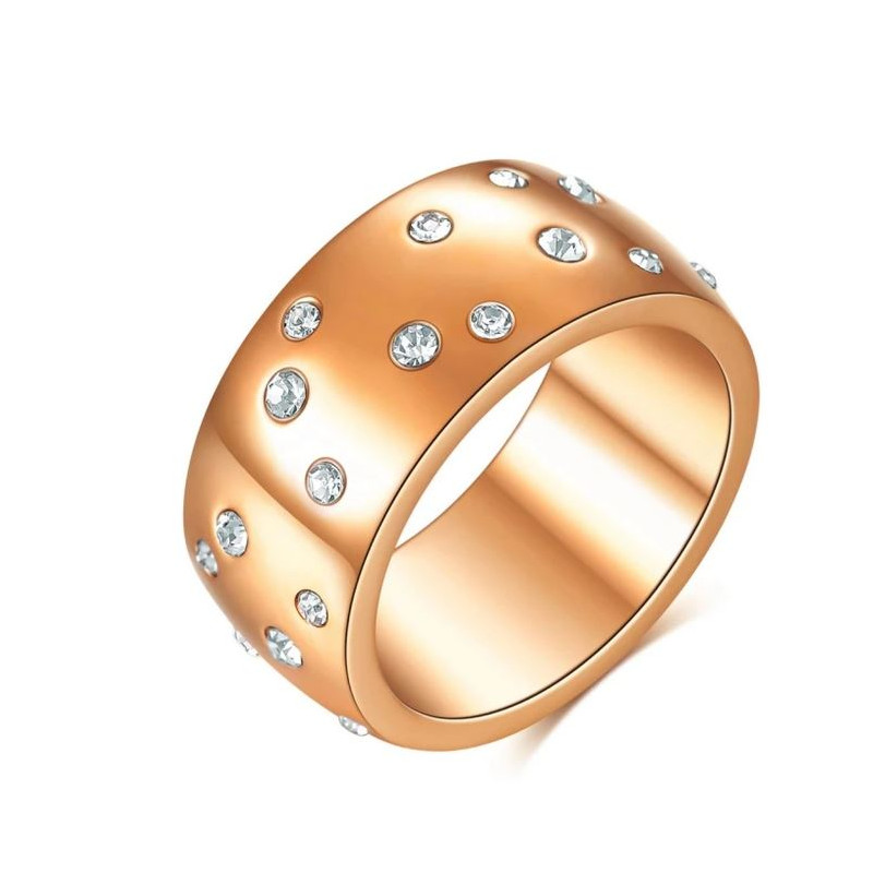 Bague anneau argent bulle de diamant or rose VQ