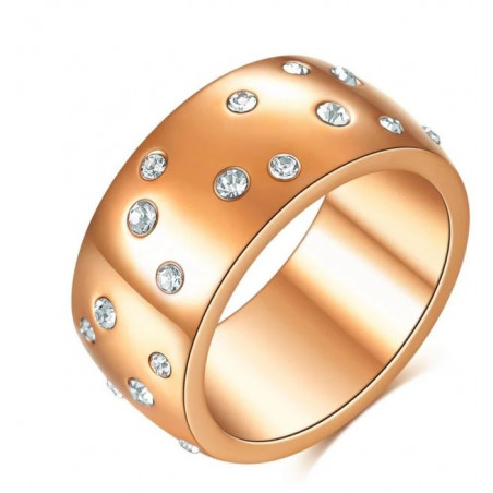 Bague anneau argent bulle de diamant or rose VQ