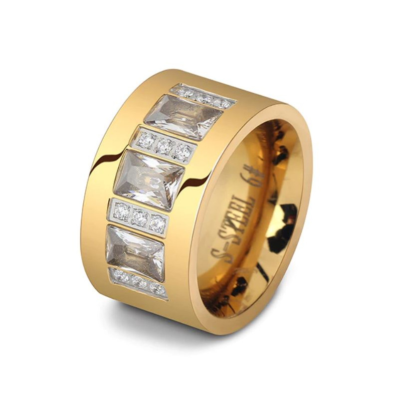 Bague anneau couronne diamant rectangulaire or VQ
